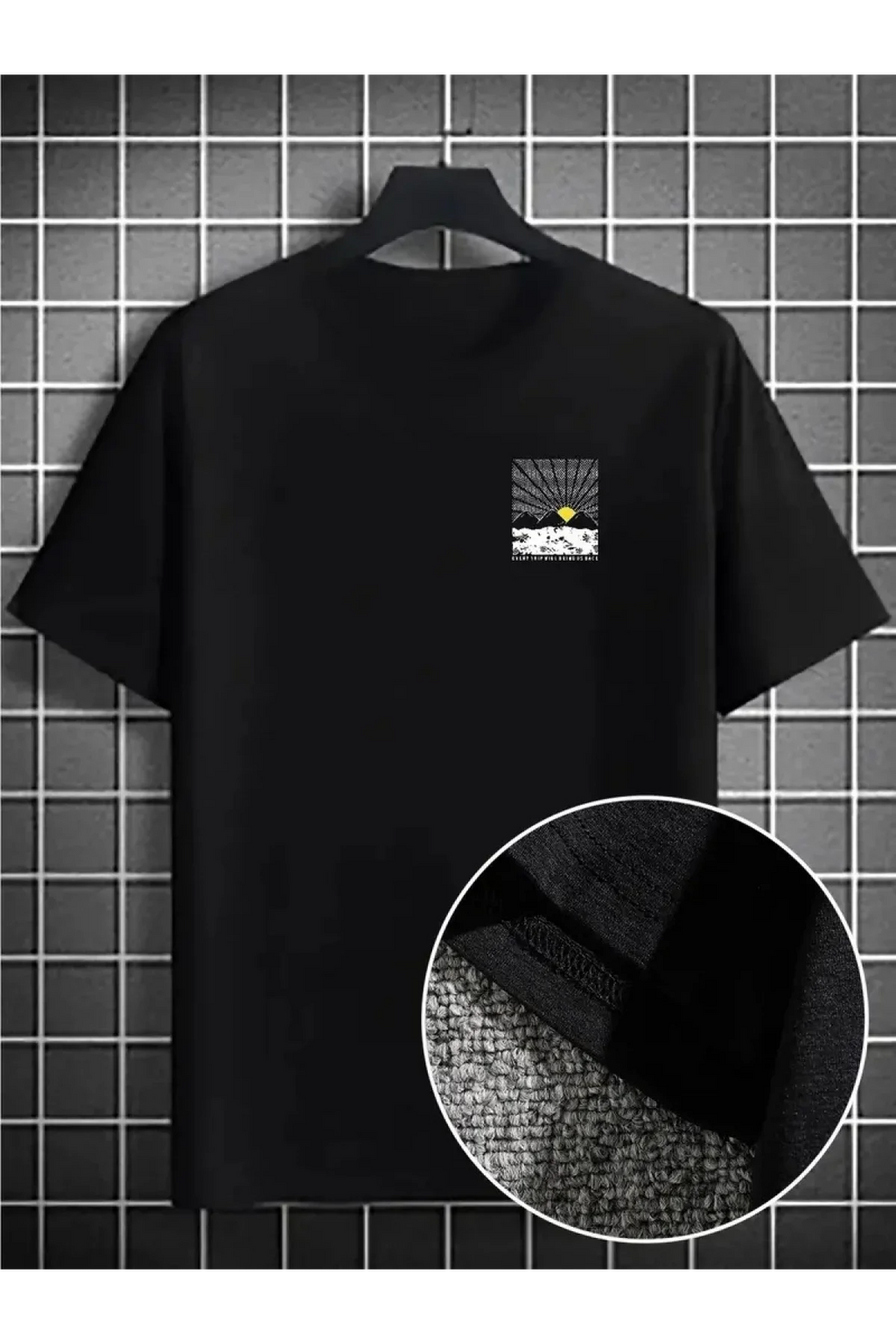 Erkek Dağ Grafikli Tişört